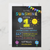 Chalkboard 1st Birthday Little Sunshine Boy Party Kaart (Voorkant)