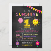 Chalkboard 1st Birthday Little Sunshine Girl Kaart (Voorkant)