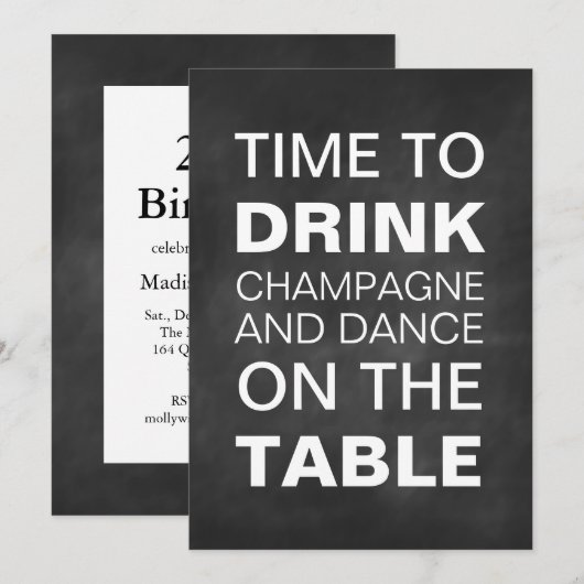 Chalkboard 21st Birthday Invitation Kaart (Voorkant / Achterkant)