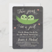 Chalkboard 2 erwten in een Baby shower met twee po Kaart (Voorkant)