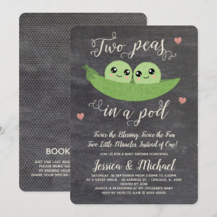 Chalkboard 2 erwten in een Baby shower met twee po Kaart