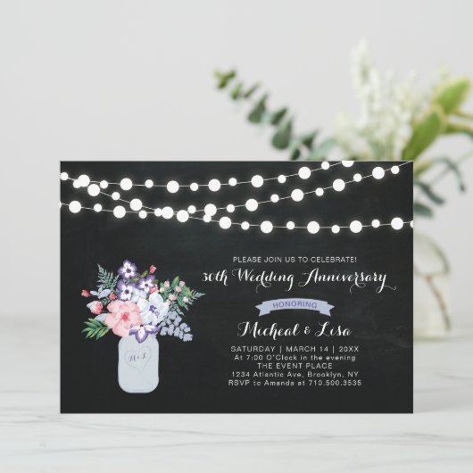 Chalkboard 30th Wedding Jubileum Uitnodiging (Staand voorkant)