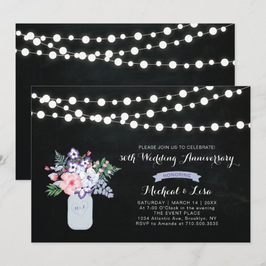Chalkboard 30th Wedding Jubileum Uitnodiging (Voorkant / Achterkant)