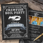 Chalkboard 3 Foto Crawfish Boil Graduparty Kaart