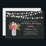 Chalkboard 40th Wedding Jubileum Uitnodiging<br><div class="desc">Een stijlvolle uitnodiging voor een rustige bruiloft met mason jar en bloemen bouquet met een krijtbordachtergrond.</div>