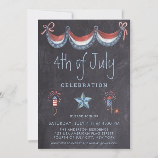 Chalkboard 4 juli  patriotpartij kaart (Voorkant)
