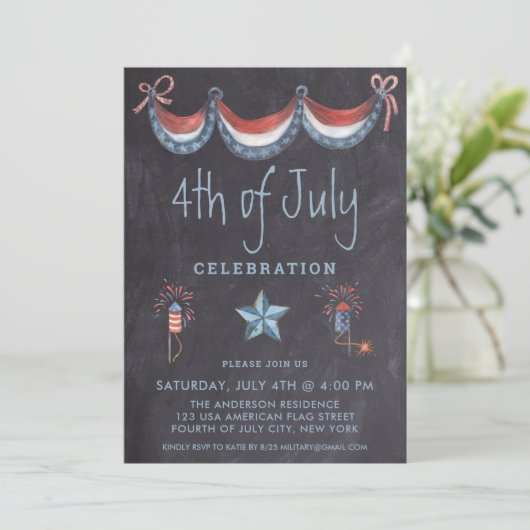 Chalkboard 4 juli  patriotpartij kaart (Staand voorkant)