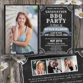 Chalkboard 4 Photo Simple Afstuderen BBQ Party Kaart