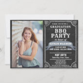 Chalkboard 4 Photo Simple Afstuderen BBQ Party Kaart (Voorkant)