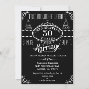 Chalkboard 50th Jubileum Party Invitation Kaart