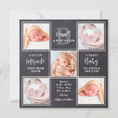 Chalkboard 5 Photo Collage New Baby Stats Birth Aankondiging (Voorkant)