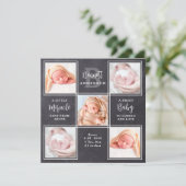 Chalkboard 5 Photo Collage New Baby Stats Birth Bedankkaart (Staand voorkant)