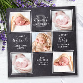 Chalkboard 5 Photo Collage New Baby Stats Birth Bedankkaart