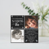 Chalkboard 60th Birthday Square Photo Invitation Kaart (Staand voorkant)