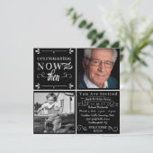 Chalkboard 80th Birthday Square Photo Invitation Kaart (Staand voorkant)