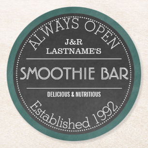 Chalkboard Aangepaste Couple Smoothie Bar Ronde Kartonnen Onderzetter