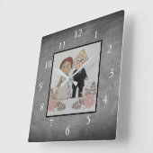 Chalkboard aangepaste fotocollage vierkante klok (Hoek)