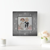 Chalkboard aangepaste fotocollage vierkante klok (Huis)