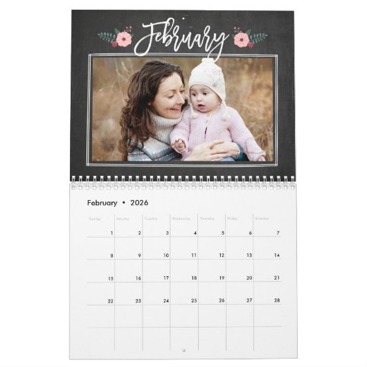  Chalkboard aangepaste fotokalender Kalender (Feb 2026)