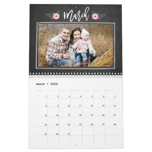  Chalkboard aangepaste fotokalender Kalender (Mar 2026)