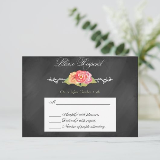 Chalkboard Abstracte ventilator RSVP-reactiekaart RSVP Kaartje (Staand voorkant)