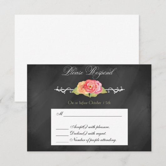 Chalkboard Abstracte ventilator RSVP-reactiekaart RSVP Kaartje (Voorkant / Achterkant)