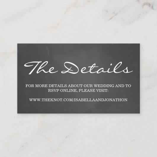 Chalkboard achtergrond bruiloft website behuizing informatiekaartje (Voorkant)