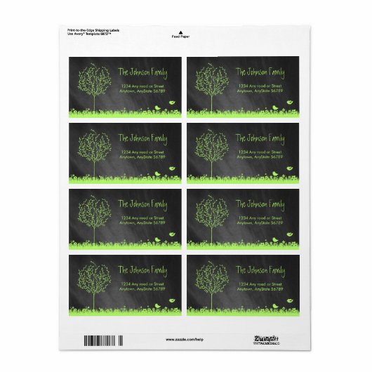 Chalkboard-adreslabel Etiket (Full Sheet)