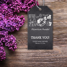 Chalkboard Adventure wacht op Baby shower Cadeaulabel