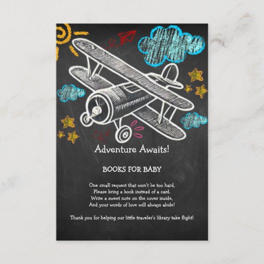 Chalkboard Adventure wacht op Baby shower Informatiekaartje (Voorkant)