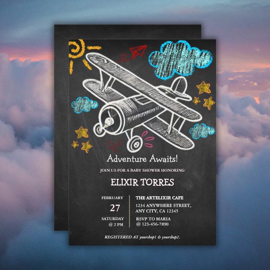 Chalkboard Adventure wacht op Baby shower Kaart