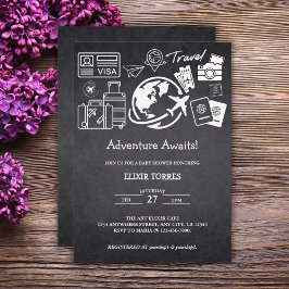 Chalkboard Adventure wacht op Baby shower Kaart