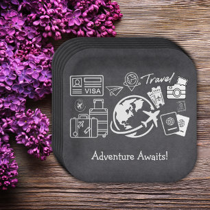 Chalkboard Adventure wacht op Baby shower Papieren Bordje