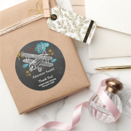 Chalkboard Adventure wacht op Baby shower Ronde Sticker