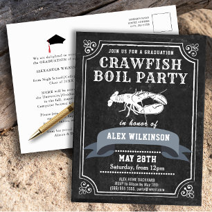 Chalkboard AFSTUDEERDER Crawfish Boil Party Invita Briefkaart