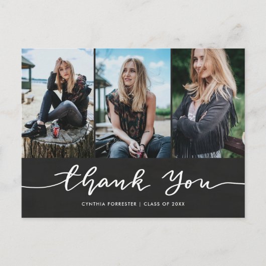 Chalkboard Afstuderen Bedankt Script Foto Briefkaart (Voorkant)