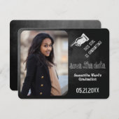 Chalkboard Afstuderen Foto slaat de datum op Save The Date (Voorkant / Achterkant)