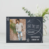  Chalkboard Afstuderen Foto slaat de datum op Save The Date (Staand voorkant)