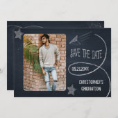  Chalkboard Afstuderen Foto slaat de datum op Save The Date (Voorkant / Achterkant)