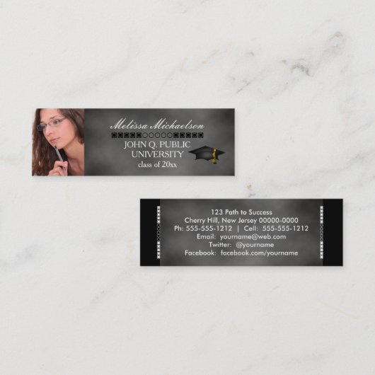 Chalkboard Afstuderen Klasse Photo Insert-kaart Contactkaartje (Voorkant / Achterkant)