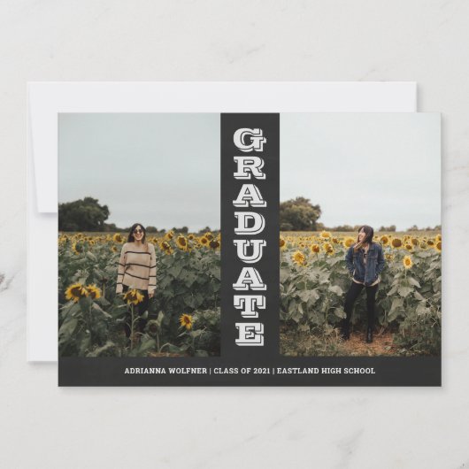 Chalkboard Afstuderen twee foto's Typografie Vinta Kaart (Voorkant)