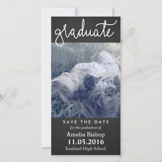 Chalkboard Afstuderen Typografie sparen de Datum Save The Date (Voorkant)