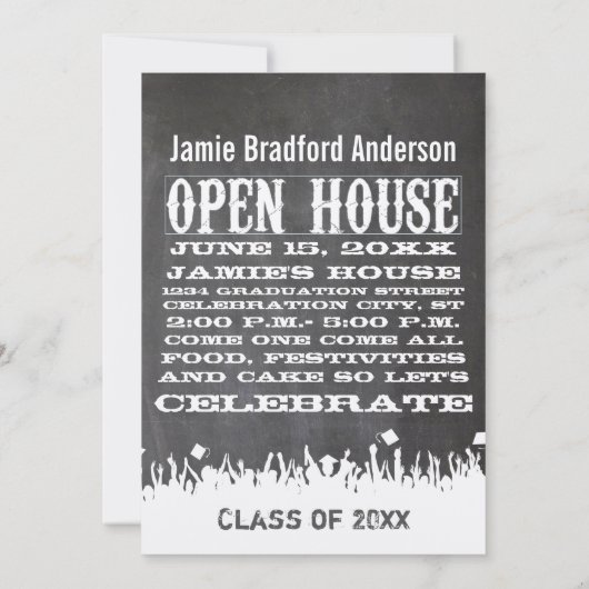 Chalkboard Afstuderen Uitnodiging Uw Foto (Achterkant)