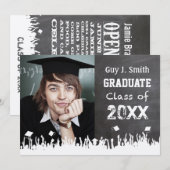 Chalkboard Afstuderen Uitnodiging Uw Foto (Voorkant / Achterkant)