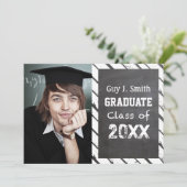 Chalkboard Afstuderen Uitnodiging Uw Foto (Staand voorkant)