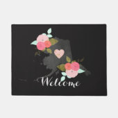 Chalkboard Alaska State Waterverf Bloemen Welkom Deurmat (Voorkant)