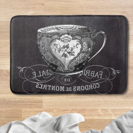 Chalkboard Alice in Wonderland tea party teacup Badmat