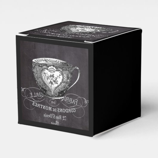 Chalkboard Alice in Wonderland tea party teacup Bedankdoosjes (Voorkant Zijde)