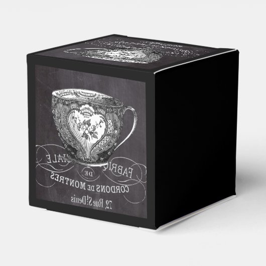 Chalkboard Alice in Wonderland tea party teacup Bedankdoosjes (Achterkant)