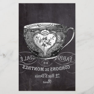 Chalkboard Alice in Wonderland tea party teacup Briefpapier